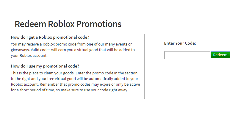 roblox redeem promo codes